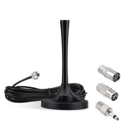 Superbat FM VHF raadioantenn DAB antenn magnetilise alusega + 3m pikenduskaabel + 3 pistikut siseraadio tuuneri, AV-audio-video kodukino vastuvõtja, Bluetooth-toitesüsteemiga stereovastuvõtja jne jaoks.