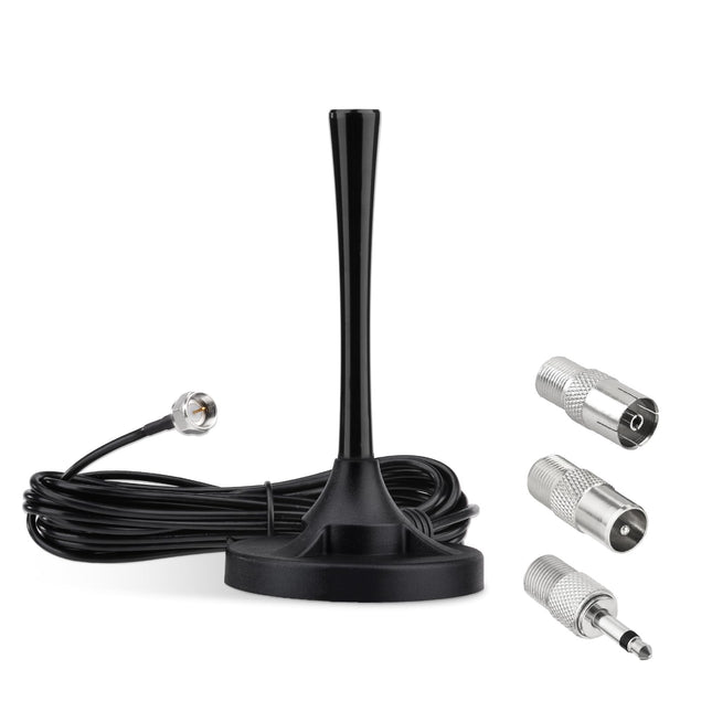 Superbat FM VHF raadioantenn DAB antenn magnetilise alusega + 3m pikenduskaabel + 3 pistikut siseraadio tuuneri, AV-audio-video kodukino vastuvõtja, Bluetooth-toitesüsteemiga stereovastuvõtja jne jaoks.