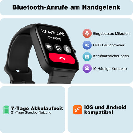 Nutikell meestele ja naistele telefonifunktsiooniga, integreeritud Alexaga - fitnessikell 100+ spordirežiimiga - 1,8-tolline käekell ja IP68, sammulugejaga kell Androidile ja iOS-ile koos pulsimõõtjaga, SpO2, stressi ja une jälgimisega
