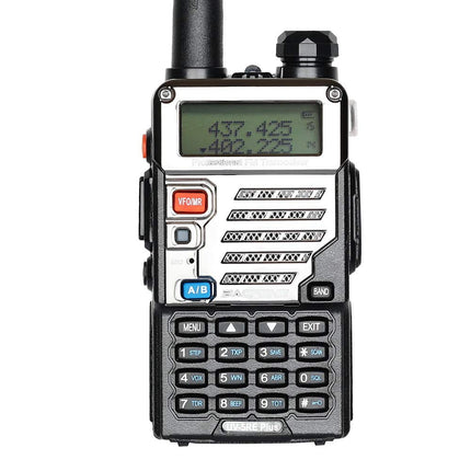 BAOFENG BF UV-5RE täiustatud versioon 5-vatine kahe sagedusalaga kahesuunaline raadiosaatja (144MHz-146MHz VHF ja 430MHz-440MHz UHF) sisaldab täiskomplekti, must (must)