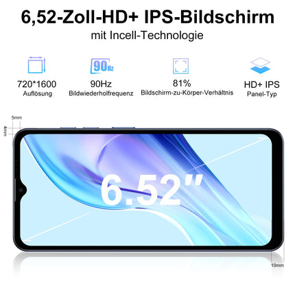 XGODY mobiiltelefon ilma lepinguta Mate 70, 12GB+128GB/1TB laiendusmälu, 6,52'' HD+ ekraan, Android 14 nutitelefon, 5500mAh QC, kaheksatuumaline, 24MP+8MP kaamera, 4G kahe SIM-kaardiga, Face ID GPS OTG sinine