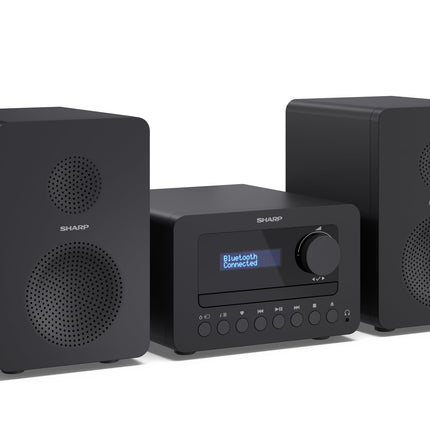 SHARP XLB520D HI-FI helisüsteem kompaktne süsteem (40 vatti, digitaalraadio DAB+ ja FM-tuuneriga, Bluetooth), must
