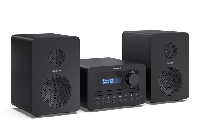 SHARP XLB520D HI-FI helisüsteem kompaktne süsteem (40 vatti, digitaalraadio DAB+ ja FM-tuuneriga, Bluetooth), must