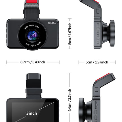 Range Tour Dashcam Car Front with 64GB SD Card, 3 inch IPS Screen Car Camera 1080P FHD Car Camera Video Recorder Car Dash Camera with 170° Wide Angle, Night Vision, WDR, Loop Recording