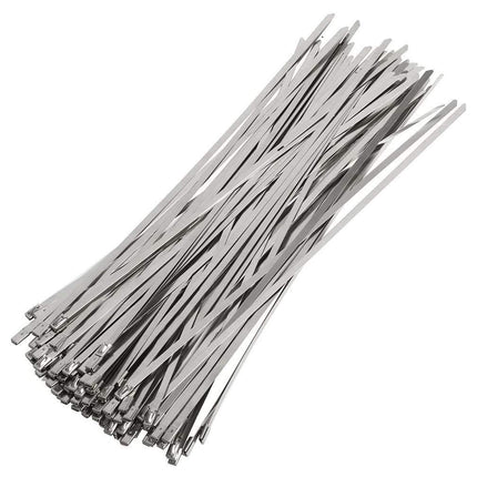 Mosie Stainless Steel Cable Ties, 50 Pack, 4.6 x 300 mm, SS304 Stainless Steel Cable Ties, Metal Cable Ties, Exhaust Wrap, Coated Locking, Cable Ties, 316 Marine Grade Metal Tie Wraps