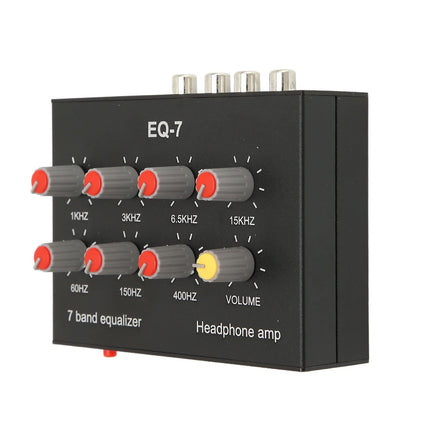 7 Band Car Audio Equalizer, 12dB High Bass Adjustment Digital Two-Channel Audio Equalizer with Front 3.5mm Aux Input, EQ Output Input
