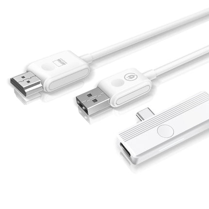Compact Mate USB-C - HDMI saatja ja vastuvõtja komplekt, juhtmevaba HDMI ekraanipeegeldus, ühenda ja mängi, 1080P 60 kaadrit sekundis video- ja heliprojektsioon iPhone 15, Androidi ja sülearvutite jaoks HDTV/projektoriks