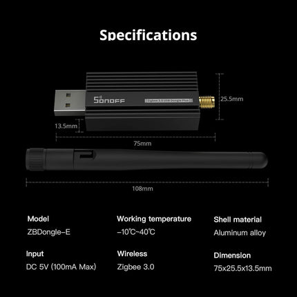 SONOFF Zigbee lüüs, ZBDongle-E 3.0 USB Dongle Plus, EFR32MG21 + CH9102F/CP2102N Zigbee USB-mälupulk EFR32MG21, ZHA koordinaator koduassistendi või Zigbee2MQTT, avatud HAB jne jaoks.