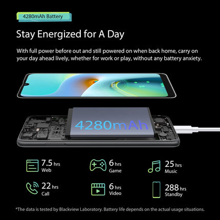 Blackview A50 4G Mobile Phone Unlocked, Octa Core 3GB 64GB (1TB Expandable), 13MP+5MP, 6.09'' HD+ Screen, 3 Card Slots, 4280mAh Battery, Dual SIM Smartphone Android 11, GPS Fingerprint Blue