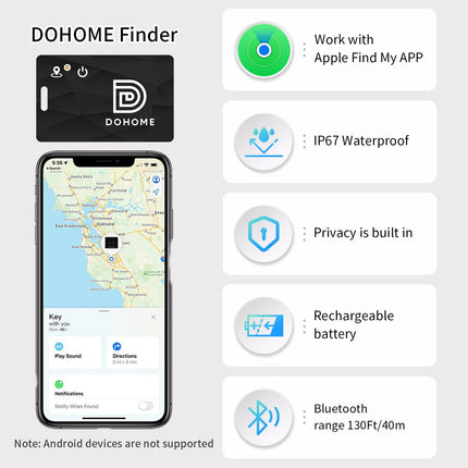 Rahakoti jälgimiskaart Nutikad esemete leidjad IP68 juhtmevaba laetav rahakoti leidja Asukoha ese, mis ühildub rakendusega Find My (ainult iOS) Bluetooth-jälgija pagasi jaoks