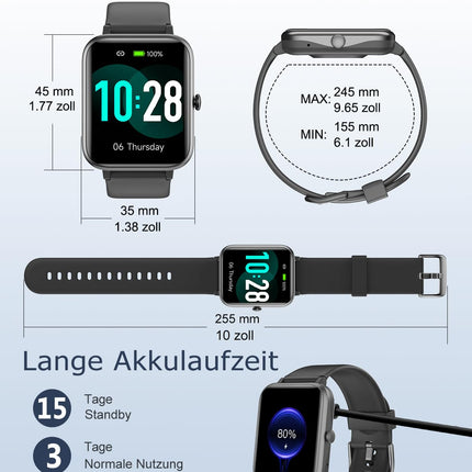 GRV Smartwatch for women men with phone function, fitness watch with heart rate monitor SpO2 sleep monitor pedometer IP68 waterproof, multi-sport modes smart watch fitness tracker for iOS Android mobile phone