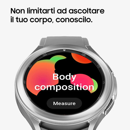 Samsung Galaxy Watch4 Classic, ümar Bluetooth nutikell, Wear OS, pöörlev raam, fitnesskell, aktiivsusmonitor, 46 mm, hõbedane (saksa versioon) [ELi versioon]