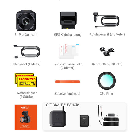 VANTRUE E1 Pro 4K HDR STARVIS 2 Dashcam for Car Front, 5GHz Wi-Fi Mini Dash Cam with CPL, GPS Voice Commands, 15-Second Buffer, Parking Monitoring, Excellent Night Vision, 1.54-inch 160° Hidden Car Camera, Max. 1TB