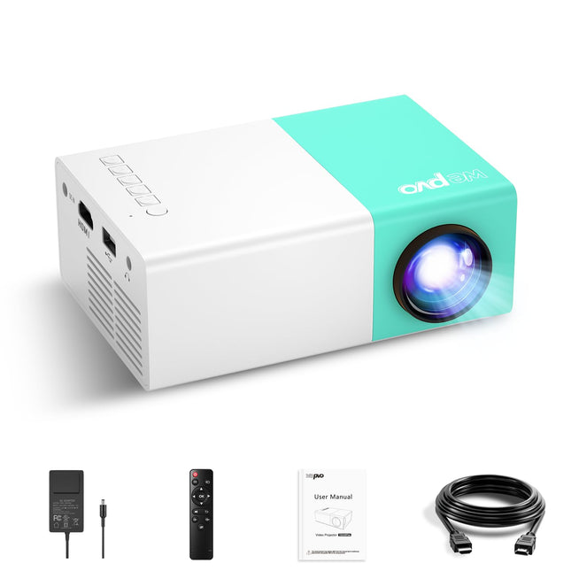 wepvo Mini Projector, Portable Projector for Kids Gift, Outdoor Movie Projector, LED Pico Projector for Home Theater Movie Projector with Type-C HDMI USB and Remote Control