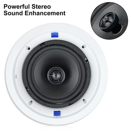 Herdio 6.5-inch Bluetooth Ceiling Speaker, 160 Watt Compatible In-Ceiling Speaker, Flush Mount Sound, for Home, Bathroom, Kitchen, Office with Full Range Sound