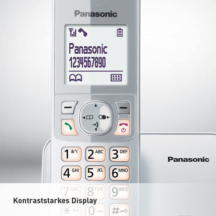 Panasonic Dual-Micro/Nano KX-TG6851GS juhtmeta telefon (blokeerib kuni 1000 telefoninumbrit, selge kirjasuurus, valju telefonitoru, täisdupleks käed-vabad) pärlhõbedane