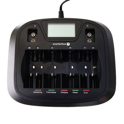 everActive laadija 8 AAA AA CD 9V patareile, universaalne ja kiire, täisautomaatne, LCD-ekraan aku laetuse protsendinäidikuga, mudel: NC-900U