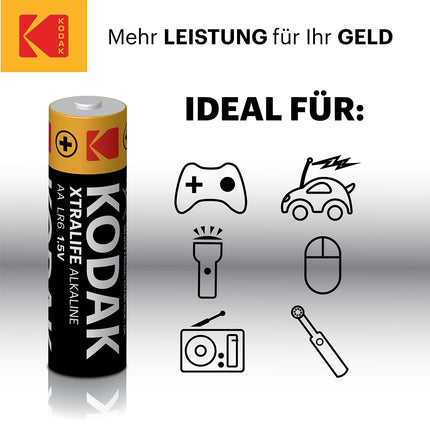 Kodak | AA-patareid | Topelt-A-patareid | Ühekordsed patareid | Leelispatarei | 1,5 V | 60 tk