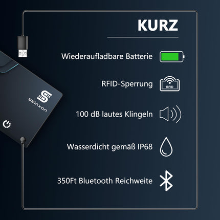 Rahakotiotsing, RFID-blokeerimiskaart, laetav, IP68, esemete jälgija, töötab Apple'iga, Find My rakenduse ja võrguga, laadimiskaabliga 2024 (ainult iOS) Ultra