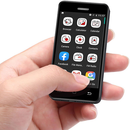 Hipipooo väike telefon, 3G minitelefon, toetab Nano SIM-kaarti, 2,5 tolli, 950 mAh, Android 8.1, lastetelefon, 2 GB + 16 GB (3G-must)