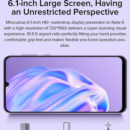 Ulefone 3G Smartphone without Contract, Note 6, 8.5mm Ultra Slim Dual-SIM Mobile Phone, 6.1'' HD+ Screen, 3-Card Slot Design, Android 11 Go, 1GB + 32GB, 2MP + 5MP Camera, Face Unlock GPS Green