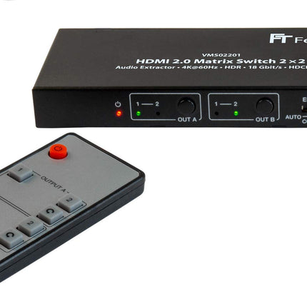 FeinTech VMS02201 HDMI 2.0 maatrikslüliti 2x2 koos heliekstraktoriga 4K HDR SPDIF