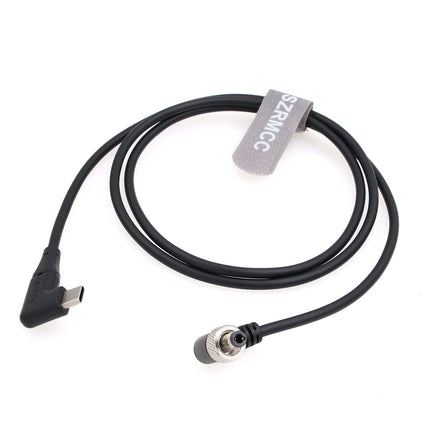 SZRMCC 12V PD täisnurgaga C-tüüpi USB-C täisnurgaga lukustatava DC 2.1 2.5 päästiku toitekaabel Atomos Battery Eliminatorile Shinobi 7 Shogun Connecti videoseadmetele Pix-E7 E5 monitor (50cm)