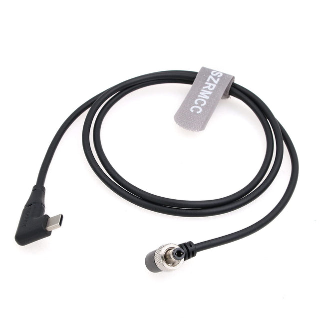 SZRMCC 12V PD täisnurgaga C-tüüpi USB-C täisnurgaga lukustatava DC 2.1 2.5 päästiku toitekaabel Atomos Battery Eliminatorile Shinobi 7 Shogun Connecti videoseadmetele Pix-E7 E5 monitor (50cm)