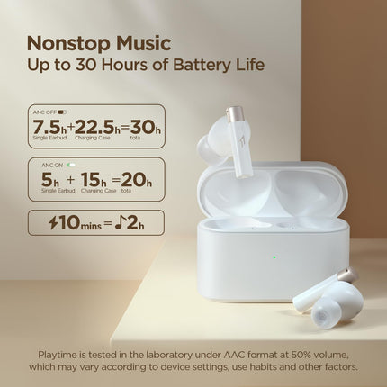 1MORE Q30 aktiivsed mürasummutavad kõrvaklapid, juhtmevabad kõrvaklapid 42dB adaptiivse mürasummutusega, Bluetooth 5.3 kõrvasisesed mürasummutavad kõrvaklapid, 6 mikrofoni, ruumiline heli, 30 tundi mänguaega