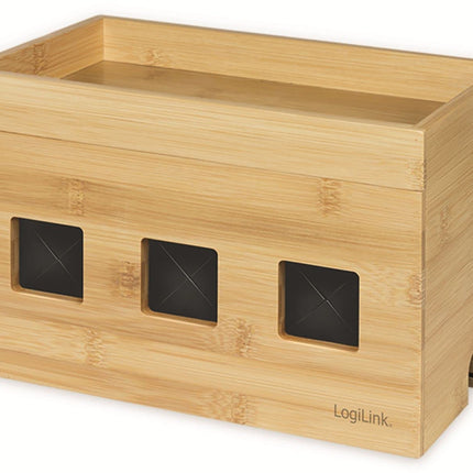 LogiLink KAB0076 - Cable box medium (255x140x165 mm), bamboo