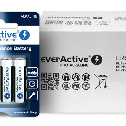 everActive AA patareid 96 tk pakis, Pro Alkaline, Mignon LR06 R06 1.5V, parima jõudlusega, 10-aastane säilivusaeg, 48 tk – pakendatud blisterpakendisse