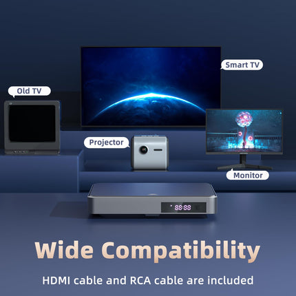 Desobry DVD-mängija telerile, DVD-mängija USB/TF-sisenditega, DVD-mängija HDMI-ga, kaasas HDMI/RCA-kaabel, piirkonnavaba DVD-mängija, veaparandus, mürasummutus