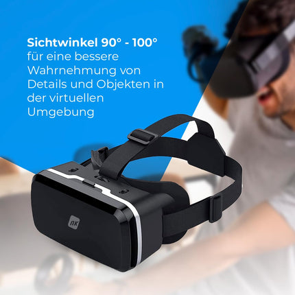 NK nutitelefoni 3D VR-prillid - nutitelefoni virtuaalreaalsuse nutikad prillid 4,7" - 6,53", vaatenurk 90-100 kraadi, 360° pöörlemine, reguleeritav lääts ja pupilli reguleerimine - must