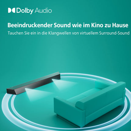 Philips TAB7207/10 Soundbar 2.1 juhtmevaba subwoofer, Dolby Atmos, kinoheli, rikkalik ja sügav bass, HDMI ARC, üliõhuke disain