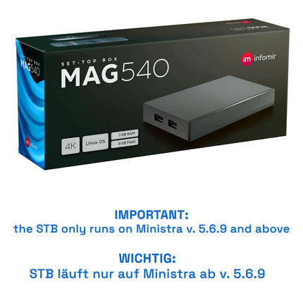 MAG 540 originaal Infomir &amp; hb-digital digiboks 4K meediapleier vastuvõtja interneti-TV UHD 60FPS 2160p@60 FPS HDMI 2.1 toetab 4K ja HEVC USB3.0 ARM Cortex-A35 + HDMI kaabel