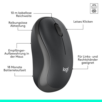 Logitech MK295 juhtmevaba klaviatuuri ja hiire komplekt SilentTouch tehnoloogiaga, otseteede klahvidega, optilise jälgimisega, nano-USB-vastuvõtjaga, viivituseta juhtmevaba ühendusega, QWERTZ-paigutus - grafiit, PC