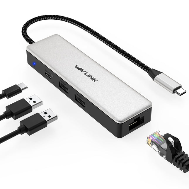 Wavlink USB C to Ethernet Adapter 2.5Gbps, 10Gbps USB-C PD 100W Laptop Network Adapter, Aluminum RJ45 LAN Internet Adapter Driver Plug &amp; Play for MacBook, HP, Dell, Lenovo, iPad, iPhone