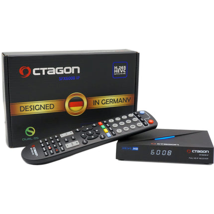 Octagon SFX6008 IP Full-HD H.265 HEVC, E2 Linux Set-Top Box &amp; Smart Internet TV Receiver, Sat to IP TV Client Support, DLNA, YouTube, Web Radio, HDMI, black