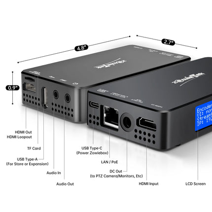 zowietek 4K HDMI videokooder/dekooder, NDI|HX3 muundur/mängija, videosalvestus ja -salvesti, SRT/RTMP(S)/RTSP, otseülekanne YouTube'i ja Facebooki konsoolimängude jaoks, näiteks Xboxi ja PS4/5 jaoks