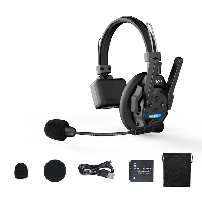 SYNCO XTALK XPRO1 juhtmevaba intercom-peakomplekt, 2,4 GHz täisdupleksraadio, 24-tunnine aku tööiga, 500 m ulatus, reaalajas meeskonnasuhtlus, raadiointercom-kõrvaklapid