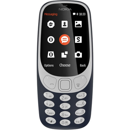 Nokia 3310 2G Vodafone 16GB mobiiltelefon (2,4-tolline värviline ekraan, 2MP kaamera, Bluetooth, raadio, MP3-mängija, kahe SIM-kaardiga) tumesinine