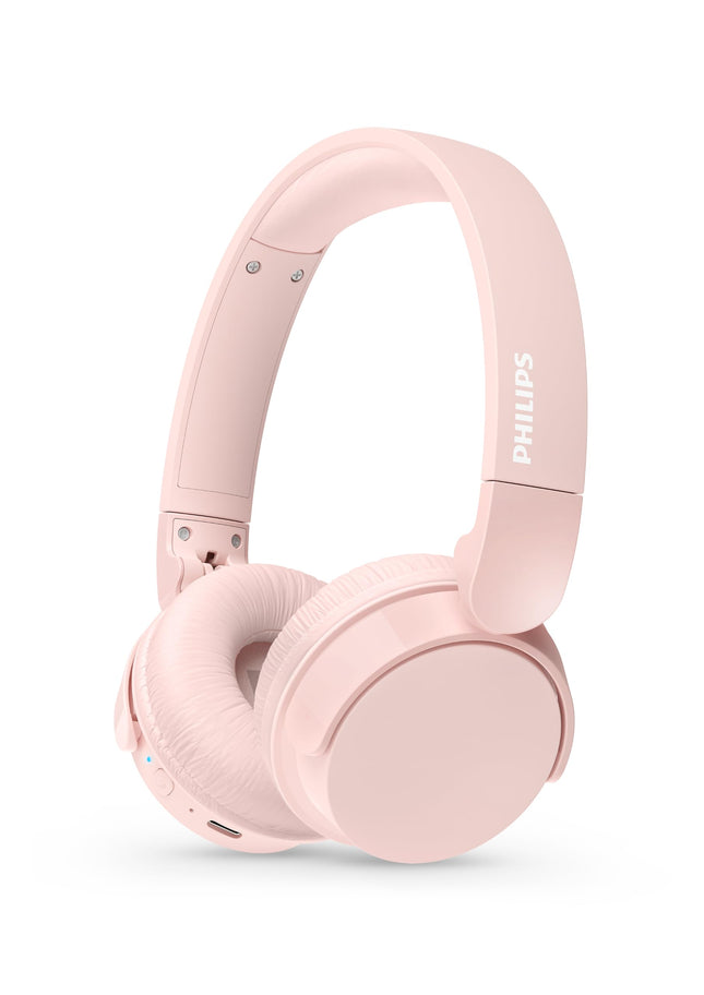 PHILIPS TAH4209PK kerged kõrvapealsed juhtmevabad Bluetooth-kõrvaklapid passiivse mürasummutusega – 55 tundi mänguaega, selged kõned, dünaamiline bass, 2 tundi USB-C laadimist – roosa