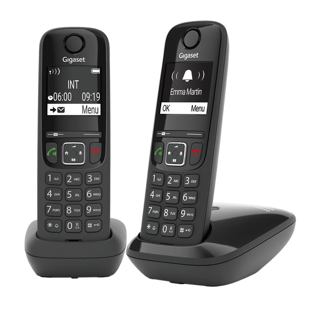 Gigaset AS690 Duo - 2 juhtmeta DECT-telefoni - kõrge kontrastsusega ekraan - suurepärane helikvaliteet - reguleeritavad heliprofiilid - käed-vabad funktsioon - ära sega, must [saksakeelne versioon]