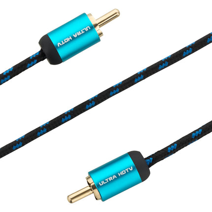 Ultra HDTV Premium RCA kaabel - 10 meetrit 1x RCA cinch-pistiku ja 1x RCA cinch-pistiku vahel, paindumiskindel nailonist ümbris, tugevad metallist pistikud ja kullatud kontaktid