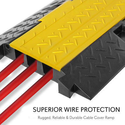Pyle Heavy-Duty Cable Protector Ramp Cover - Supports 15000 kg Three-Channel Heavy-Duty Cable Protector with Hinged Top, 89.9 x 34.5 x 5 cm Indoor/Outdoor Cable Concealer