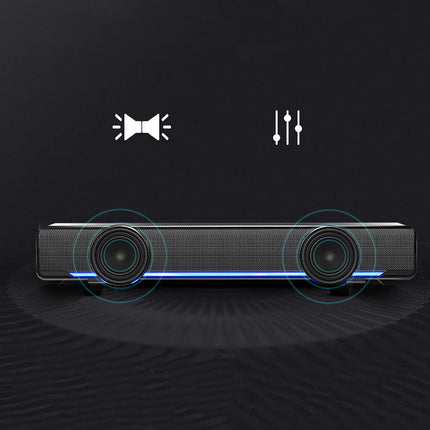 Soundbar PC Speaker, USB Mini Soundbar Portable Subwoofer Wired LED Music Box with Dual Drivers Pure Bass for 3.5 mm Aux-in Connection Desktops, TV, Laptops, Cell Phones