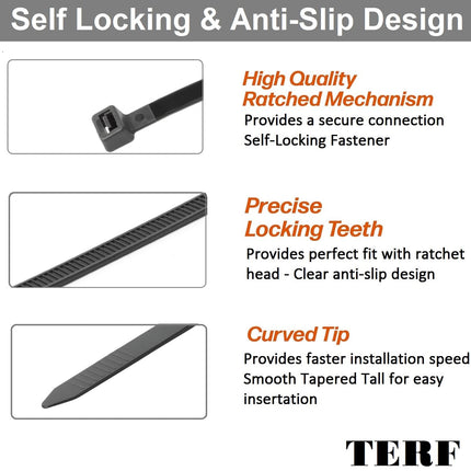 TERF® kaablisidemed, 300 mm x 4,8 mm, kvaliteetne nailon, turvaline isesulguv mehhanism, plastkaablisidemed koju, kontorisse, aeda, garaaži, töökotta, isetegemiseks, mitmeotstarbelised, pruunid, 100 tk pakis