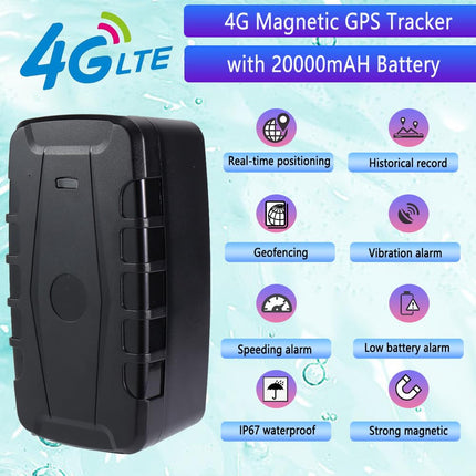 TKMARS GPS-auto 4G jälgija ilma tellimuseta, 20000mAh pika aku tööeaga magnetjälgimisseade, IP67 veekindel pika leviala jälgimisseade mitme äratusrežiimiga, tasuta rakendus TK918