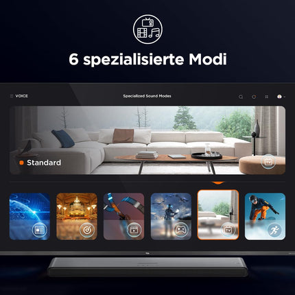 TCL S55HE 2.1-kanaliga Dolby Atmos kõlaririba, maksimaalne võimsus 220 W kahekordse bassisüsteemiga, DTS Virtual X tugi, HDMI eARC ja Bluetooth 5.3, kõlaririba juhtmevaba subwooferiga, kodukino
