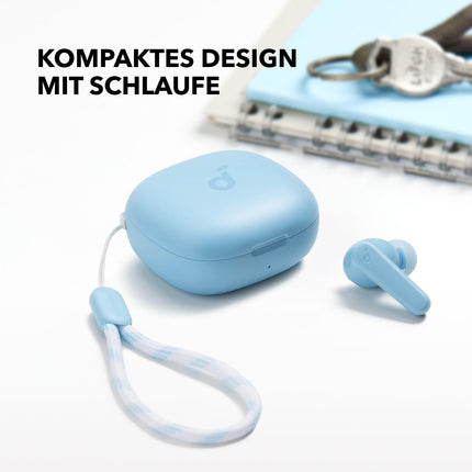 Soundcore by Anker P20i juhtmevabad Bluetooth-kõrvaklapid, 10 mm draiverid, Bluetooth 5.3, kohandatav ekvalaiser, 30-tunnine mänguaeg, IPX5 veekindlus, 2 tehisintellektiga mikrofoni, eraldi kasutatavad (helesinine)